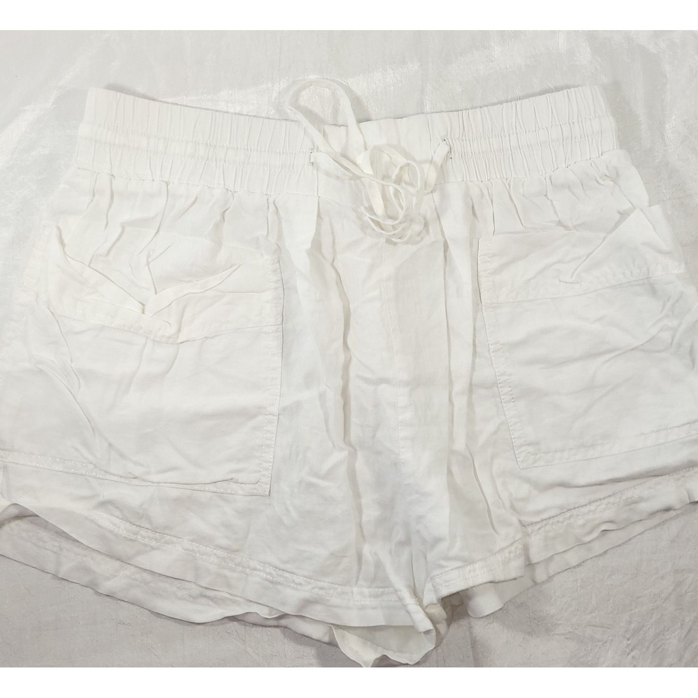 Free People Linen Viscose Shorts w/ Front Patch Pockets - White - Small
